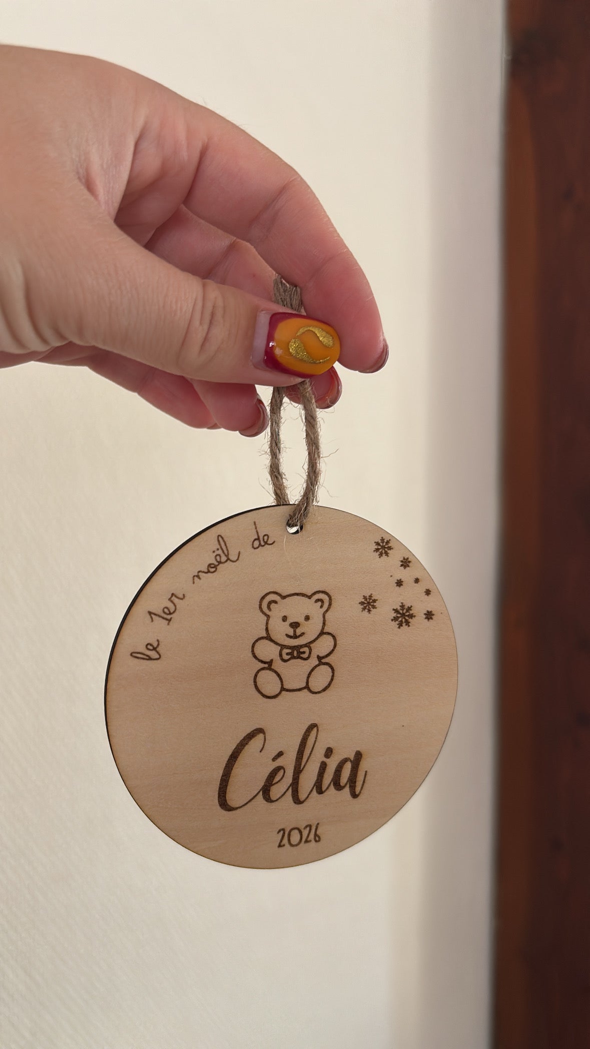 Suspension ourson Le 1er Noël de Prénom personnalisé