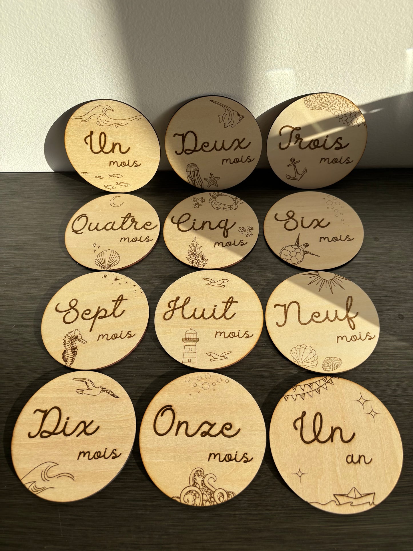 Cartes étapes bébé thème Océan