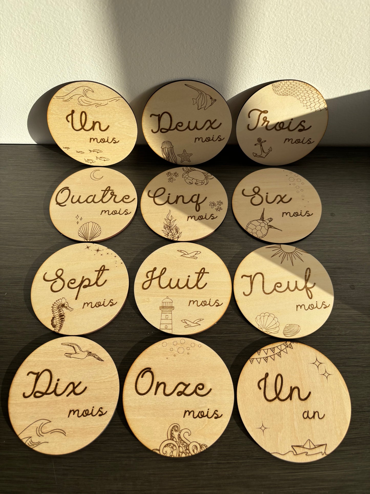 Cartes étapes bébé thème Océan