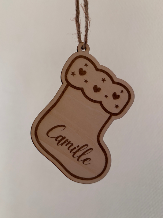 Chaussette de Noël suspension bois personnalisée
