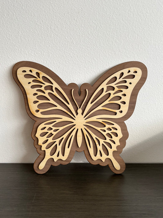Décoration papillon bois foncé bois clair