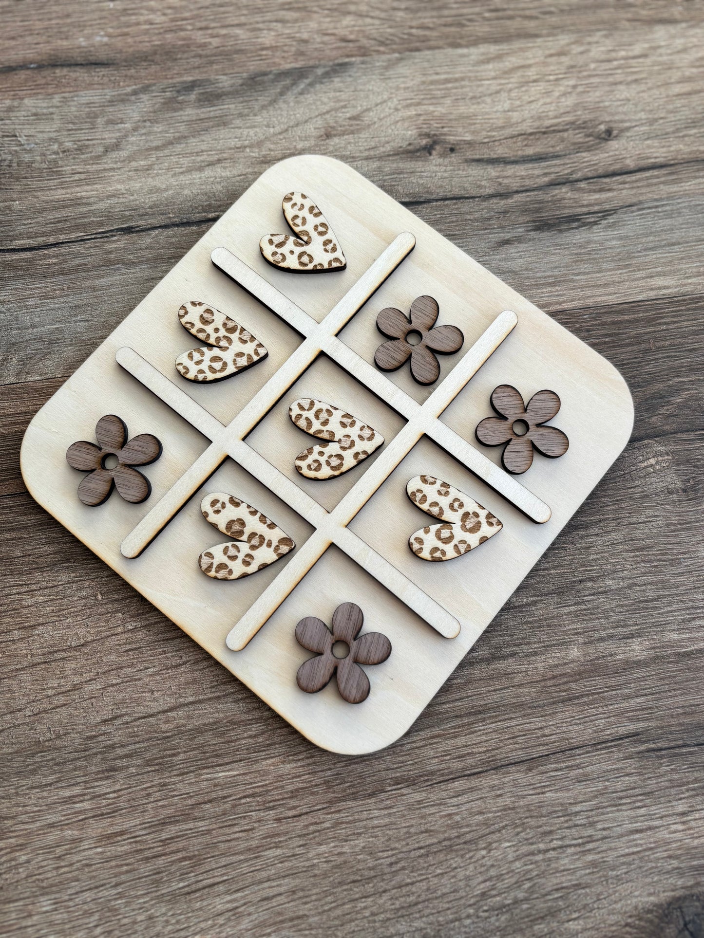 Jeu TIC TAC TOE en bois formes personnalisées