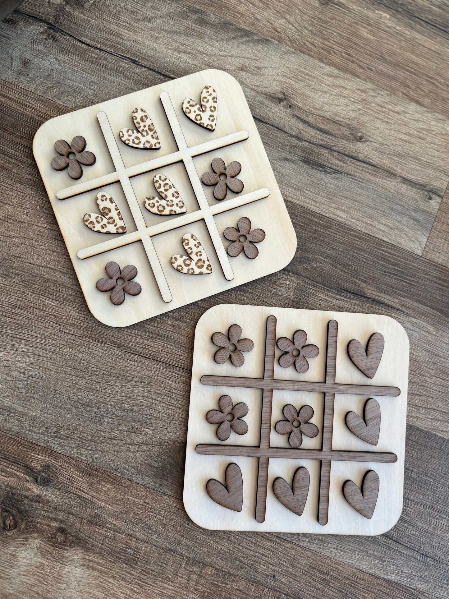 Jeu TIC TAC TOE en bois formes personnalisées