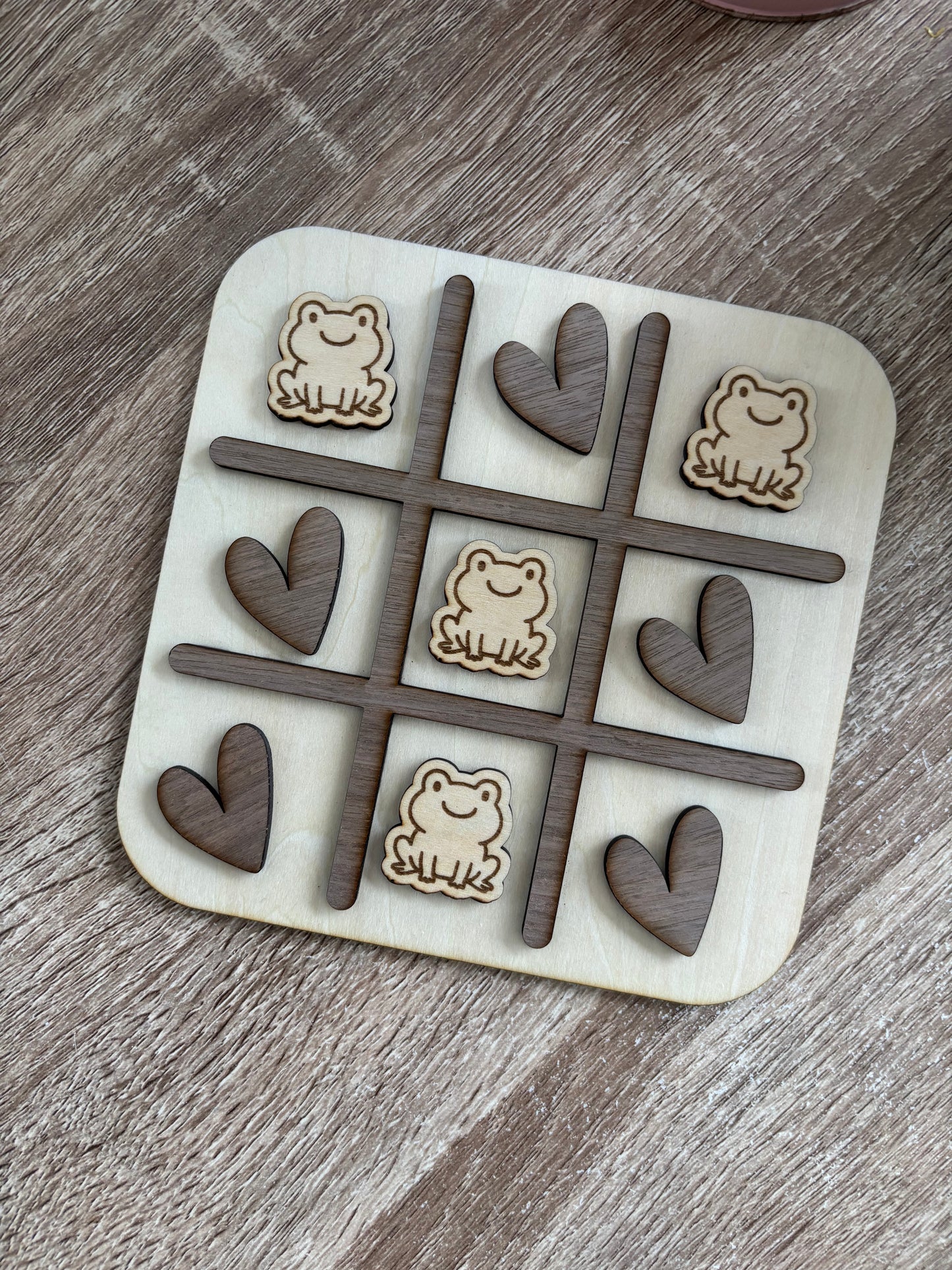 Jeu TIC TAC TOE en bois formes personnalisées