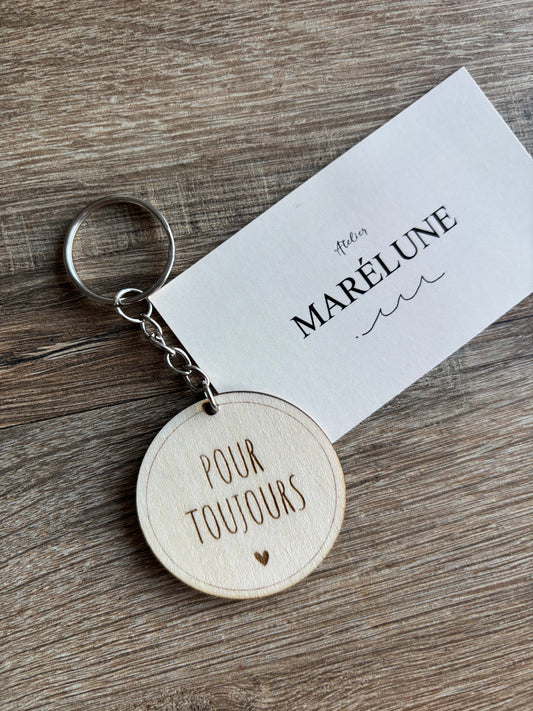 Porte-clé amour amitié famille en bois