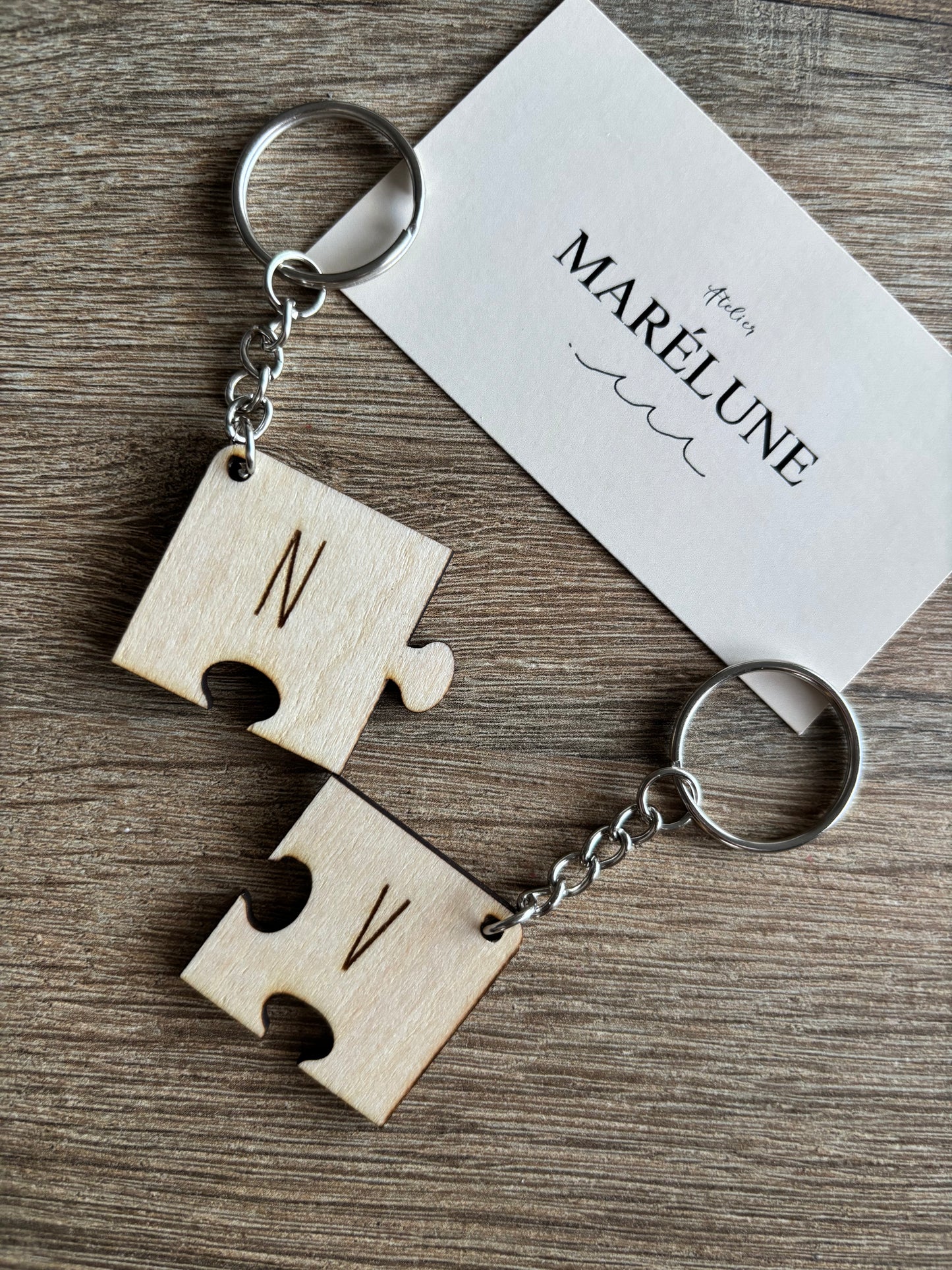 Portes-clés puzzle lettres personnalisées couple amitié