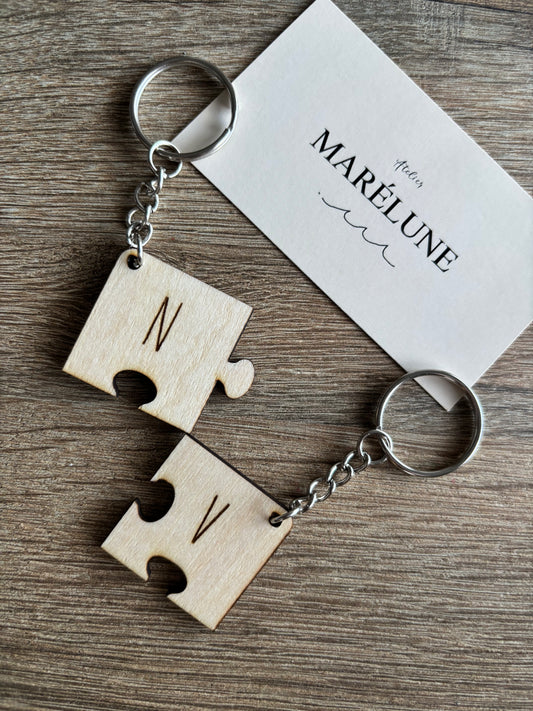 Portes-clés puzzle lettres personnalisées couple amitié