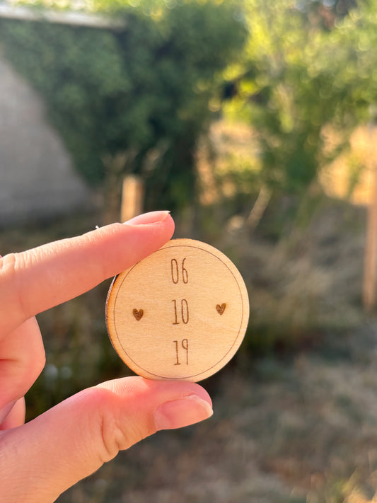 Magnet rond date personnalisée